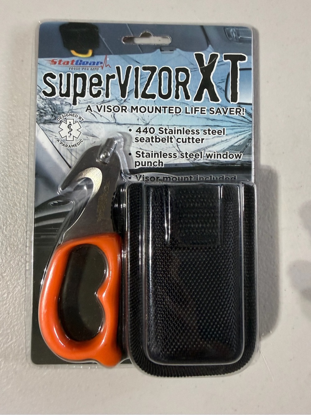 SuperVIZOR XT Visor-Mounted Safety Cutter in Orange